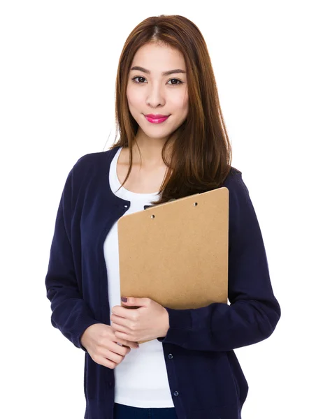 Asiática joven mujer en azul cárdigan — Foto de Stock