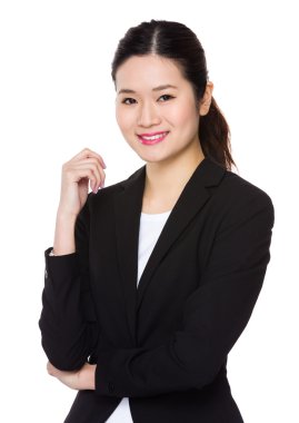 Asya genç iş kadını iş kıyafeti