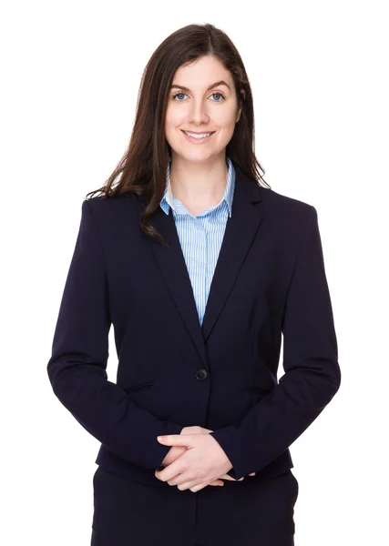 Kaukasische brunette zakenvrouw in pak — Stockfoto