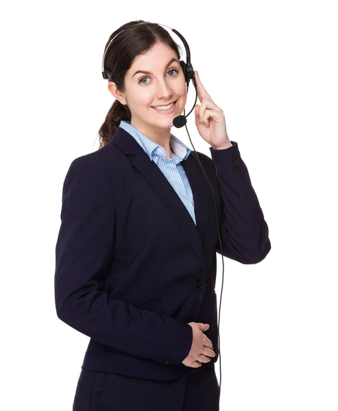 Operador de atendimento ao cliente com fone de ouvido — Fotografia de Stock