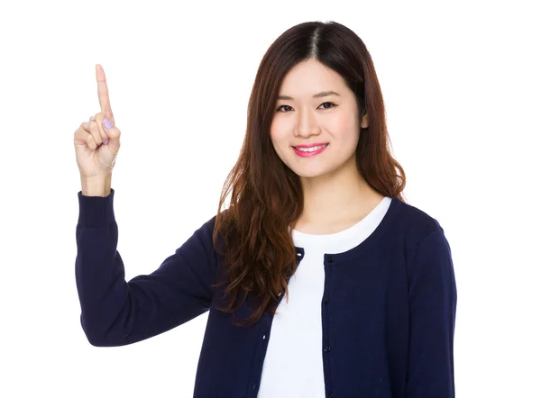 Fiatal ázsiai nő kék kardigán — Stock Fotó
