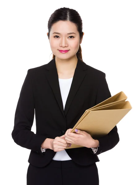 Asiática jovem empresária em terno de negócios — Fotografia de Stock