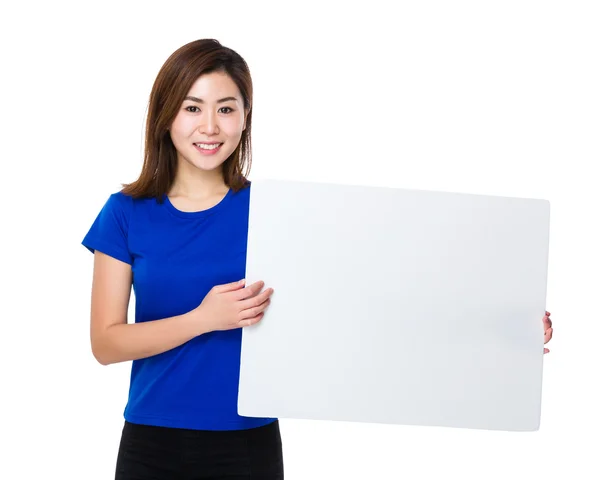 Jovem mulher asiática em azul t-shirt — Fotografia de Stock