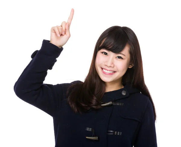 Asian young woman in black coat — Stock Photo, Image