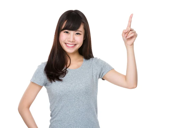 Mujer joven asiática en camiseta gris — Foto de Stock