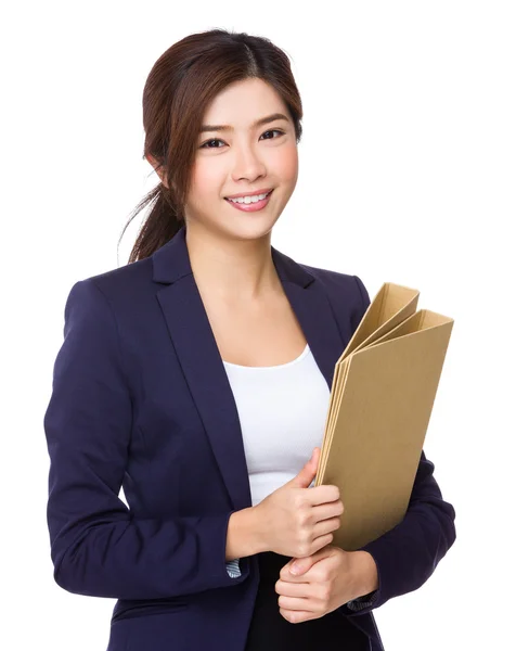 Businesswoman hold with folder — Stock Photo, Image