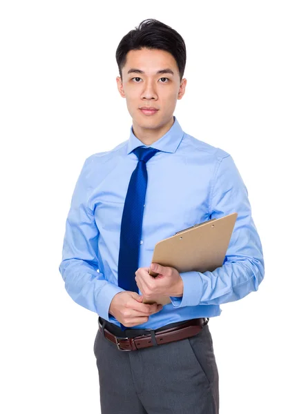 Businessman holding  clipboard — Stock Photo, Image