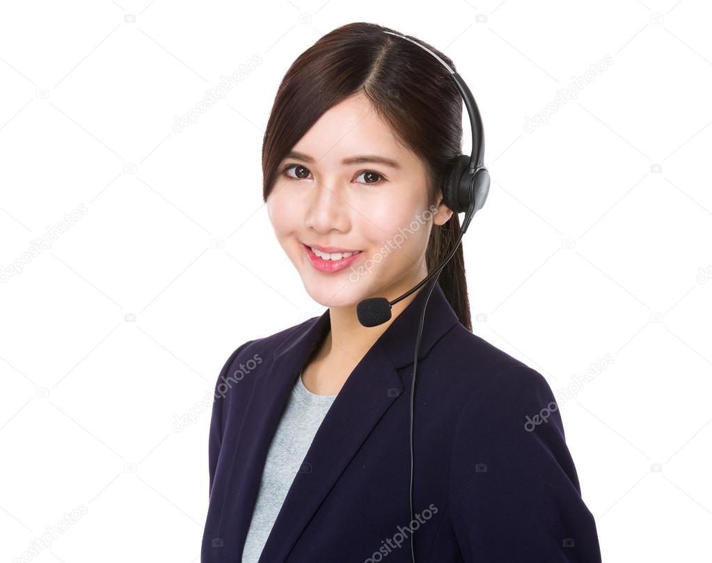 Customer services operator with headset
