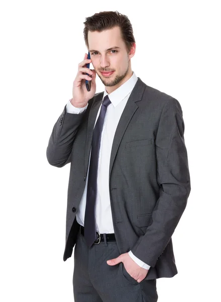 Young caucasian businessman in business suit — Stock Photo, Image