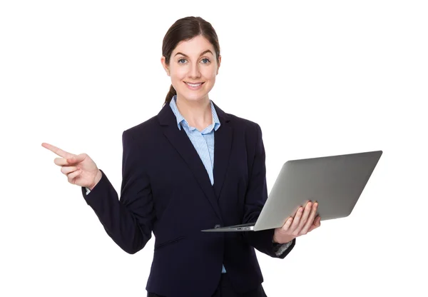 Caucasian brunette businesswoman in business suit — Stock Photo, Image