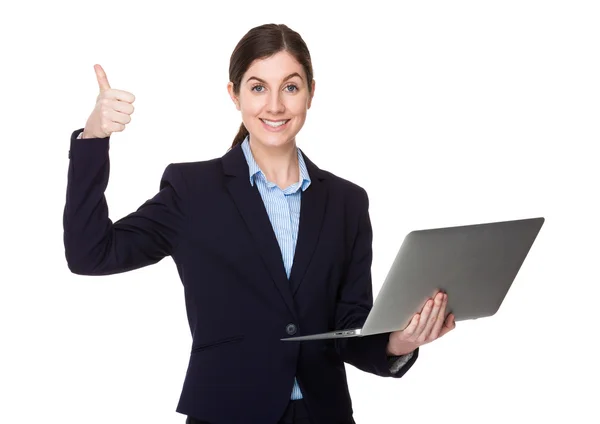 Caucasian brunette businesswoman in business suit — Stock Photo, Image