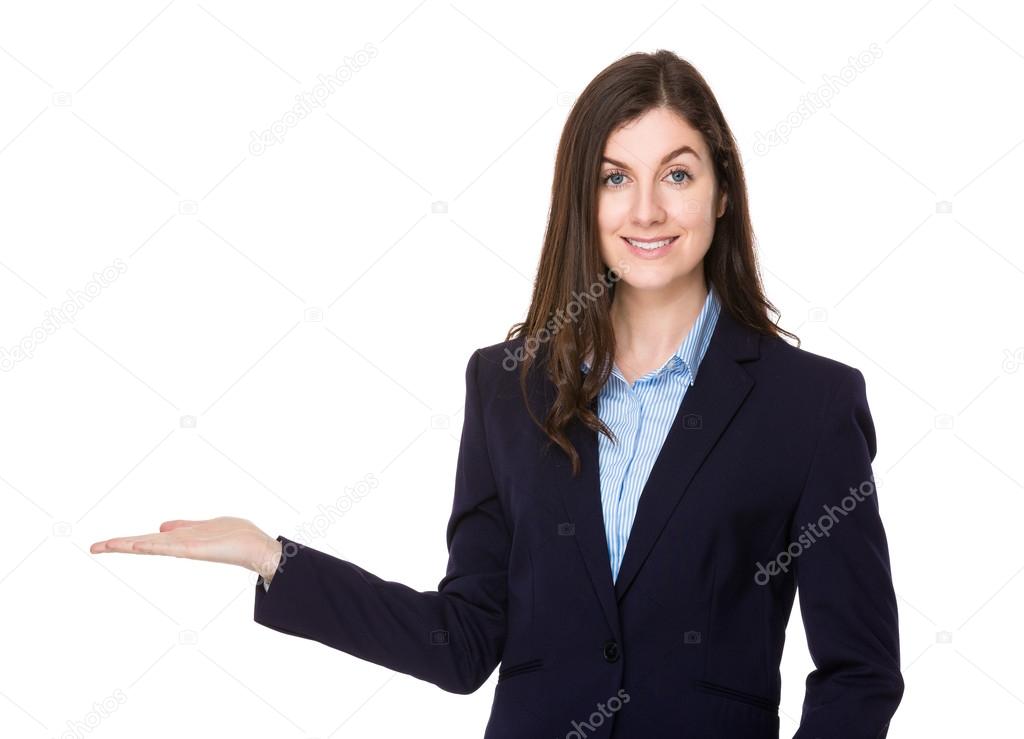 caucasian brunette businesswoman in business suit