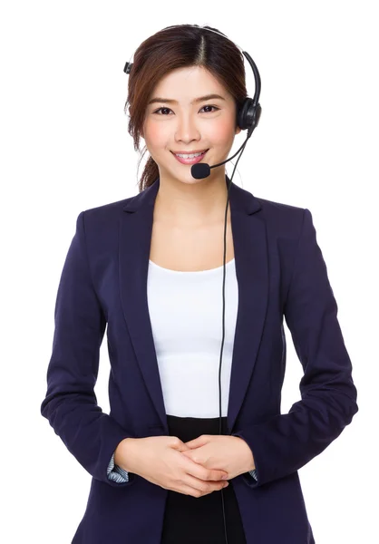 Representante asiática de servicios al cliente con auriculares —  Fotos de Stock