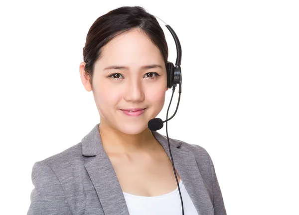 Asiática feminina operador de serviços ao cliente — Fotografia de Stock