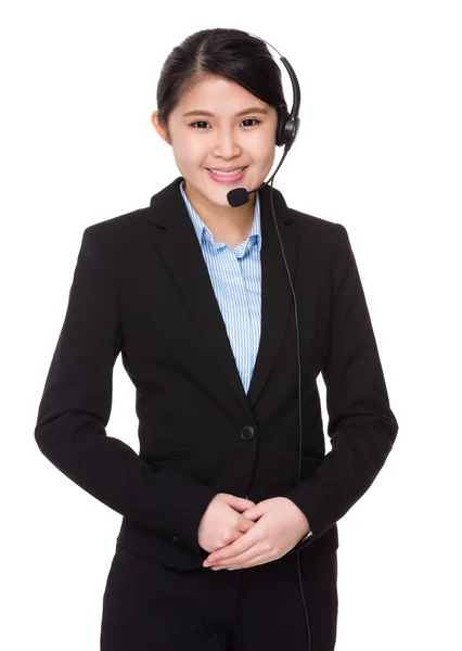 Asiatiska kvinnliga kunden tjänster operatören — Stockfoto