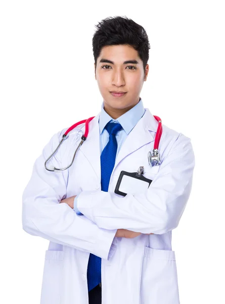 Asian handsome doctor in white coat — Stock Photo, Image