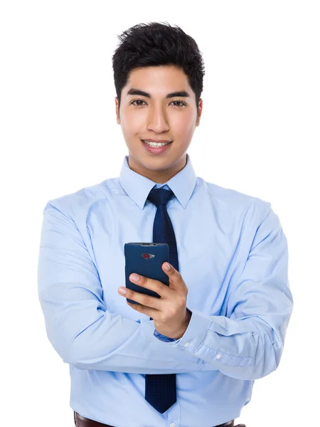 Asiático guapo hombre de negocios en azul camisa —  Fotos de Stock