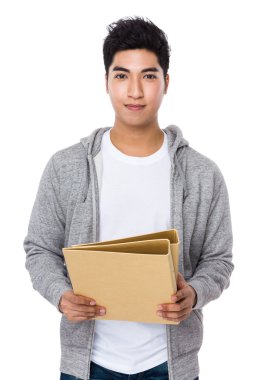 Asya genç adam gri hoodie