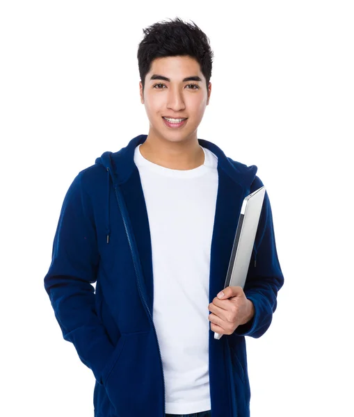 Asian young man in blue sweater — Stock Photo, Image