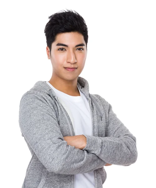 Asiatique jeune homme en pull gris — Photo