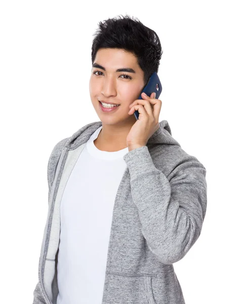 Asian young man in grey sweater — Stock Photo, Image