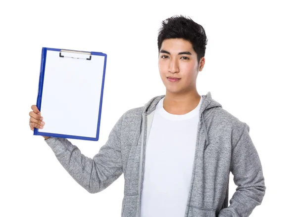 Asiatischer junger Mann im grauen Kapuzenpullover — Stockfoto