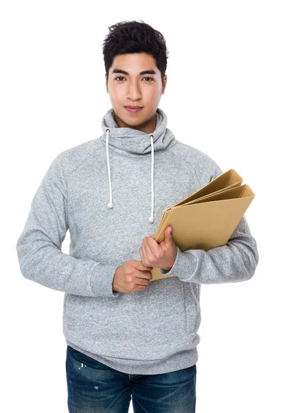 Asiático joven en gris sudadera con capucha —  Fotos de Stock