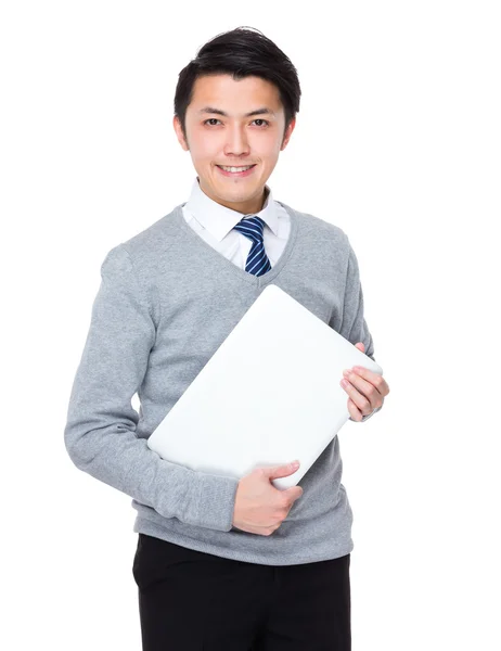 Junger asiatischer Geschäftsmann im grauen Pullover — Stockfoto