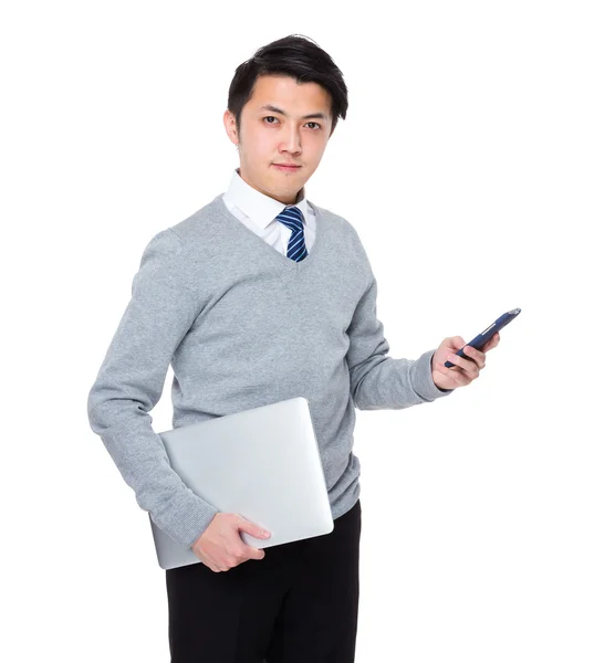 Young asian businessman in grey sweater — Stock Photo, Image