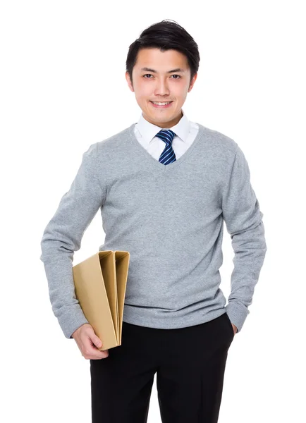 Joven asiático hombre de negocios en gris suéter — Foto de Stock