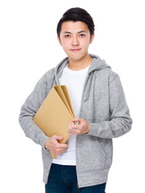 Asya genç adam gri hoodie