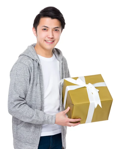 Asian young man in grey hoodie — Stock Photo, Image