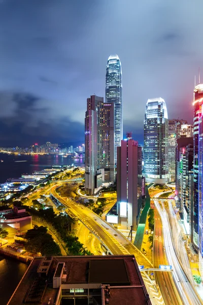 Hong kong Gebäude bei Nacht — Stockfoto