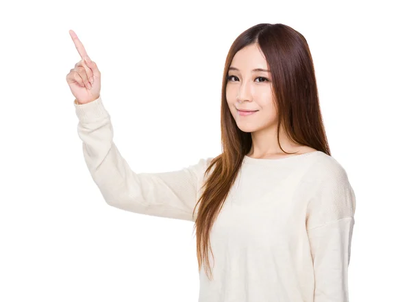 Asian young woman in beige sweater — Stock Photo, Image