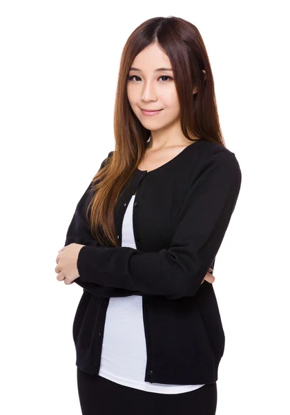 Young asian woman in black cardigan — Stock Photo, Image