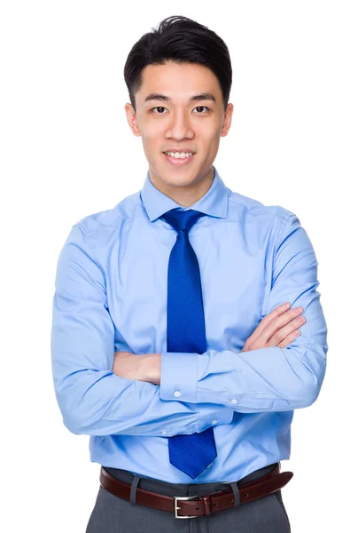 Guapo asiático hombre de negocios en azul camisa — Foto de Stock