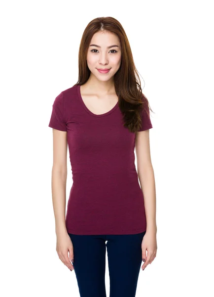 Asian young woman in red t-shirt — Stock Photo, Image