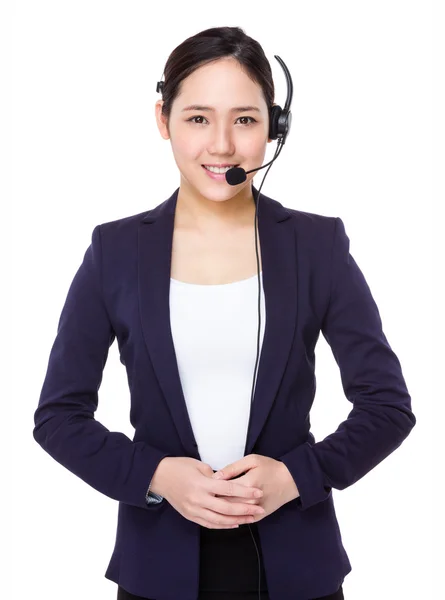 Asiatique femme opérateur de services à la clientèle avec casque — Photo