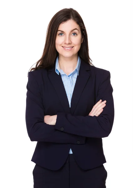 Young caucasian businesswoman in business suit — Stock Photo, Image