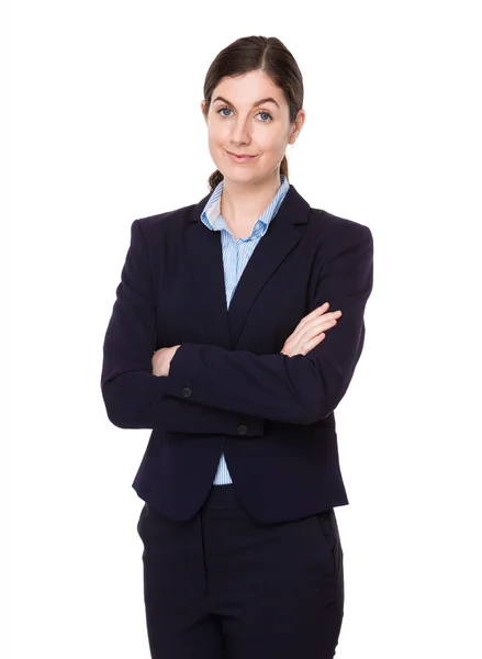 Young caucasian businesswoman in business suit — Stock Photo, Image