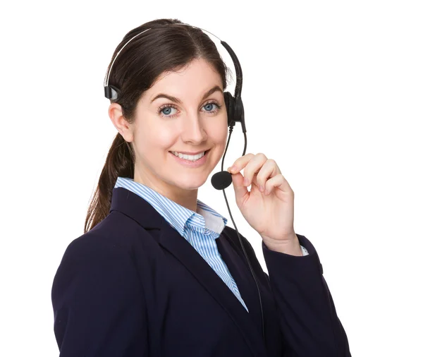 Operador de atendimento ao cliente com fone de ouvido — Fotografia de Stock