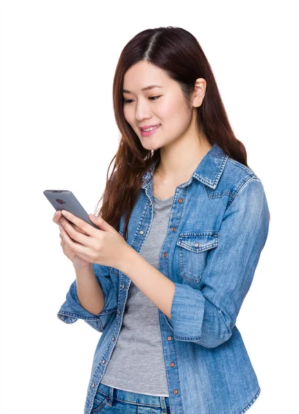 Asian young woman in jean shirt — Stock Photo, Image