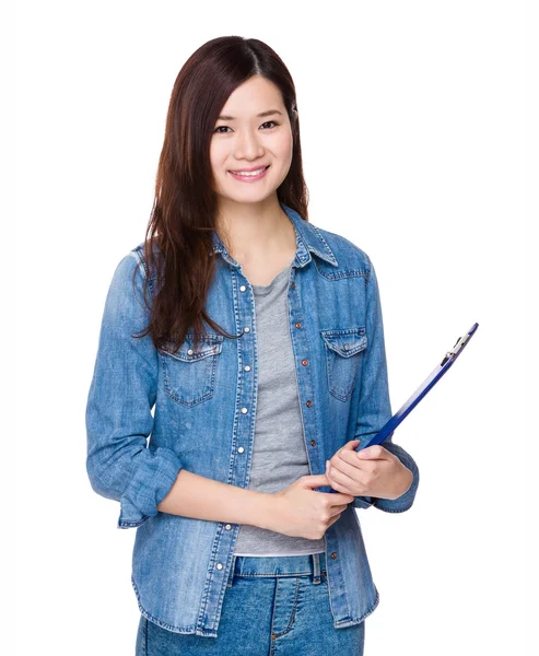 Asian young woman in jean shirt — Stock Photo, Image