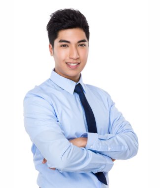 mavi gömlekli Asya yakışıklı işadamı