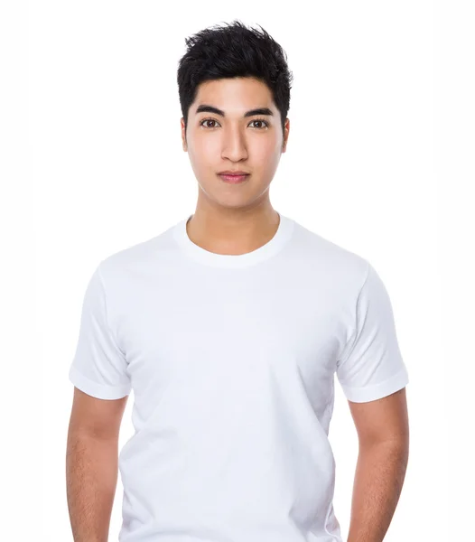 Asian young man in white t-shirt — Stock Photo, Image