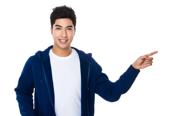 Young asian man in blue sweater — Stock Photo, Image