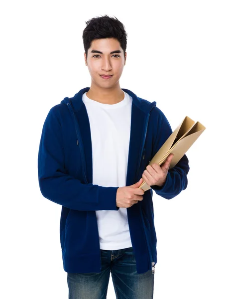 Asian handsome man in blue sweater — Stock Photo, Image