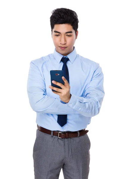 Asiático guapo hombre de negocios en azul camisa — Foto de Stock