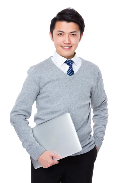 Asiático guapo hombre de negocios en gris suéter — Foto de Stock