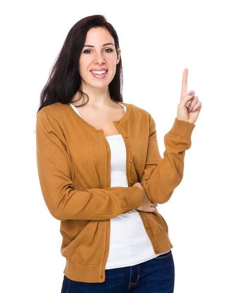 Caucasian young woman in brown cardigan — Stock Photo, Image